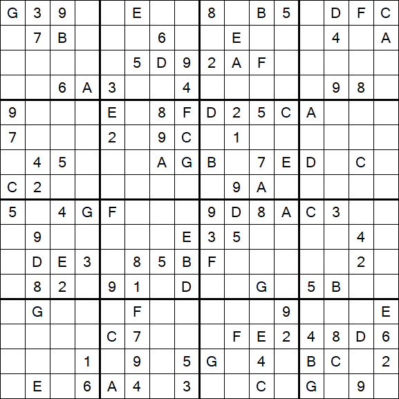Sudoku 16x16 - Moyen