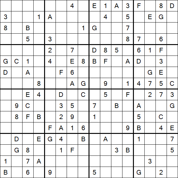 Sudoku 16x16 - Médio