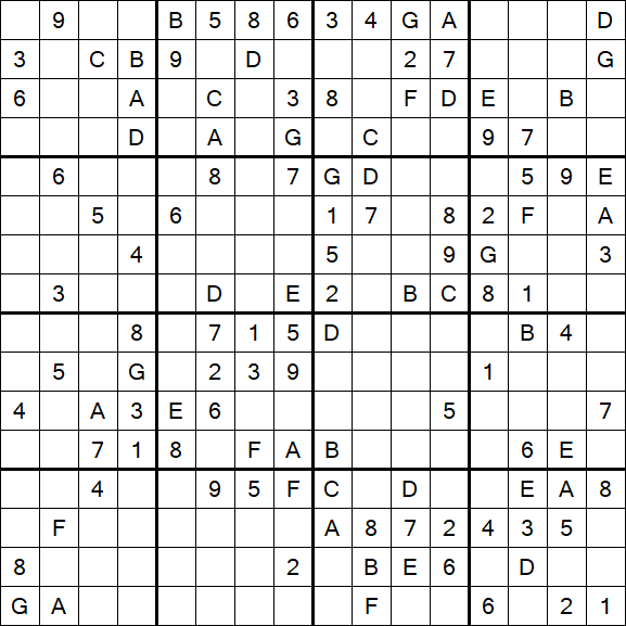 Sudoku 16x16 - Moyen