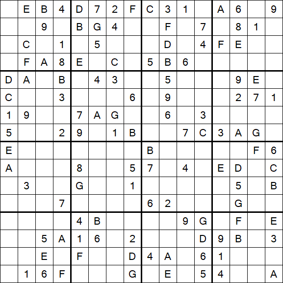 Sudoku 16x16 - Moyen