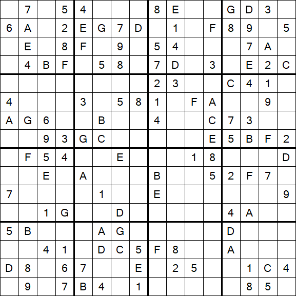 Sudoku 16x16 - Médio