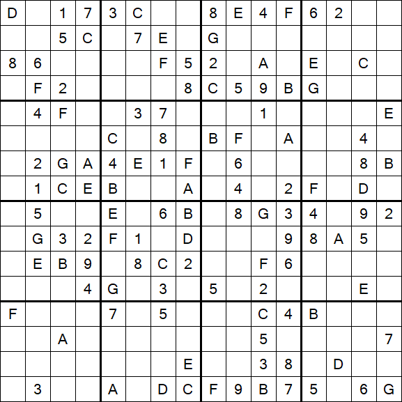 Sudoku 16x16 - Medio