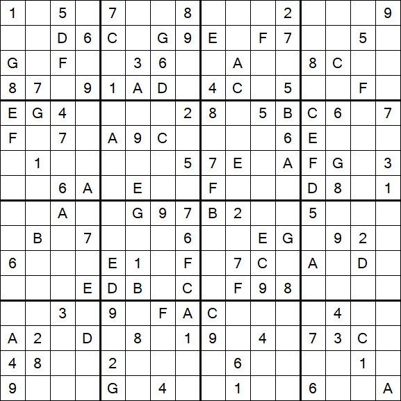 Sudoku 16x16 - Médio