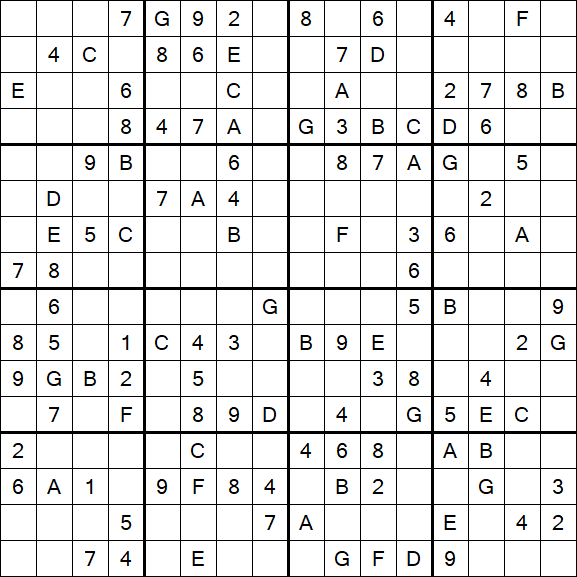 Sudoku 16x16 - Médio