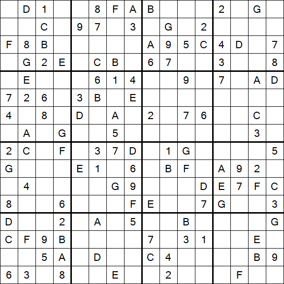 Sudoku 16x16 - Moyen