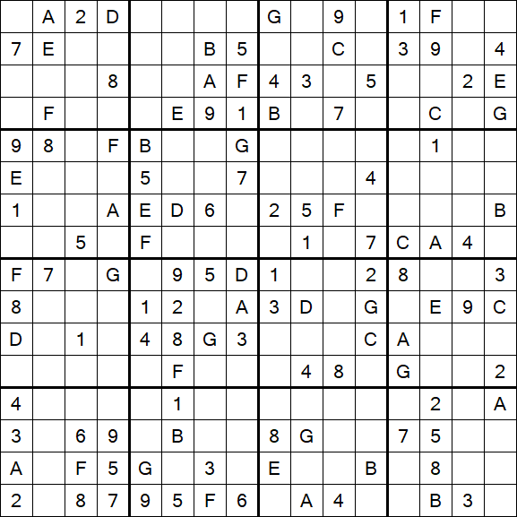 Sudoku 16x16 - Médio