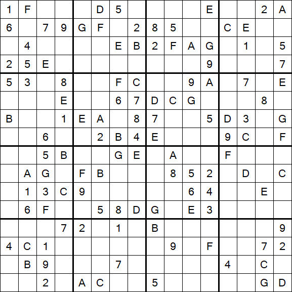 Sudoku 16x16 - Médio