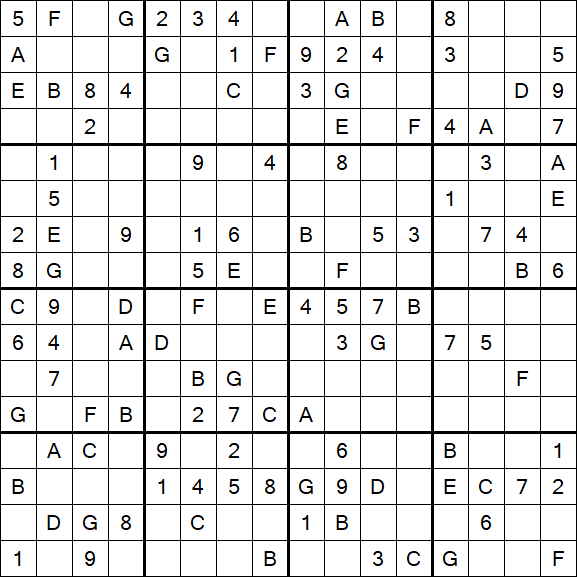Sudoku 16x16 - Médio