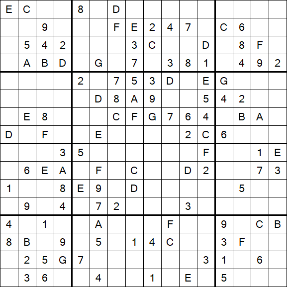 Sudoku 16x16 - Médio