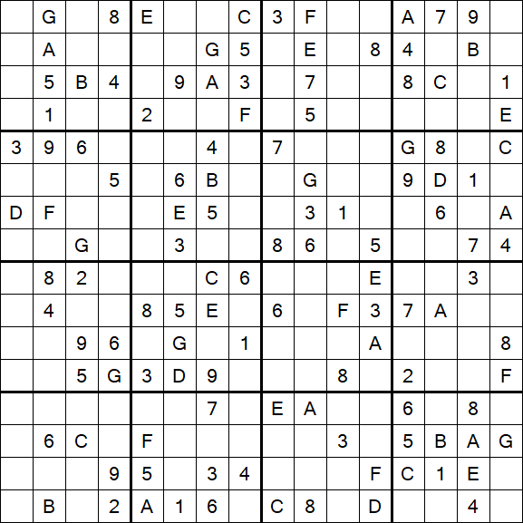 Sudoku 16x16 - Medio