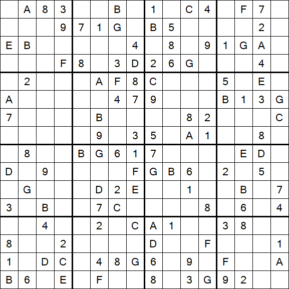 Sudoku 16x16 - Medio
