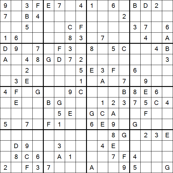 Sudoku 16x16 - Médio