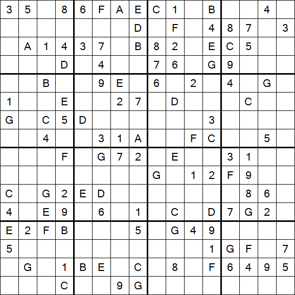 Sudoku 16x16 - Médio