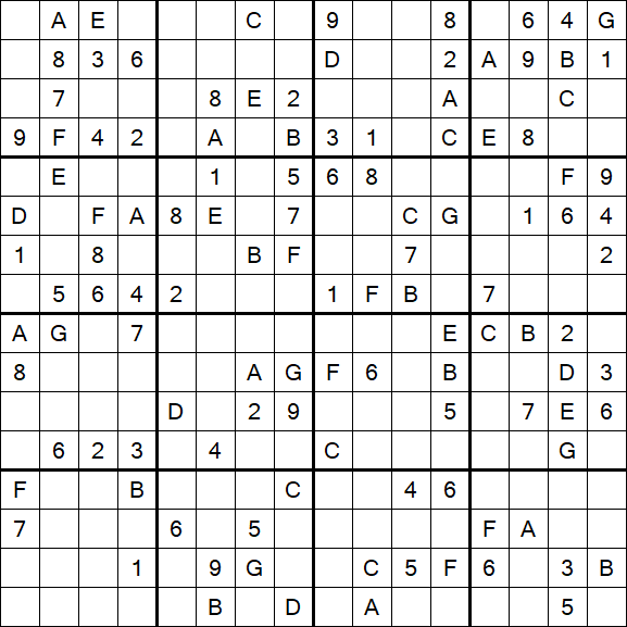 Sudoku 16x16 - Medium