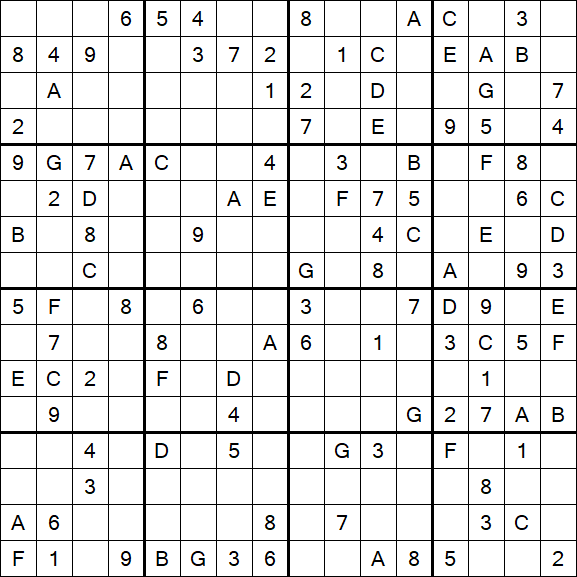 Sudoku 16x16 - Moyen