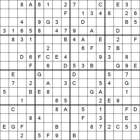 Sudoku 16x16 - Médio