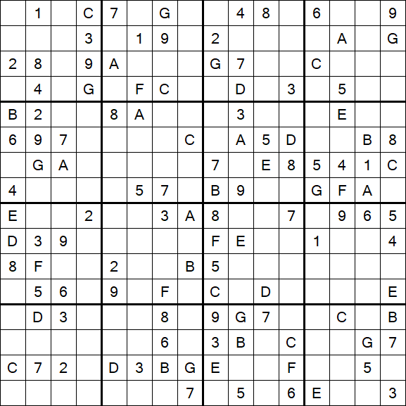 Sudoku 16x16 - Moyen