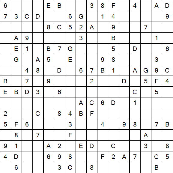 Sudoku 16x16 - Médio