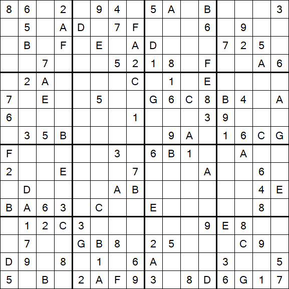 Sudoku 16x16 - Medium