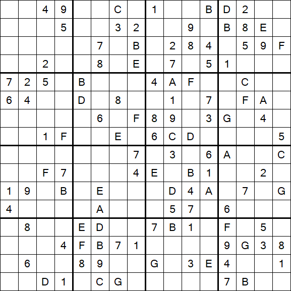 Sudoku 16x16 - Medium
