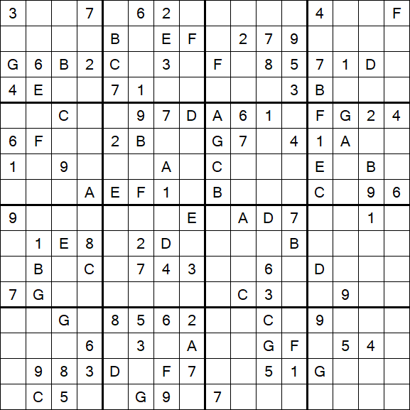 Sudoku 16x16 - Medium