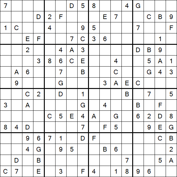 Sudoku 16x16 - Medium