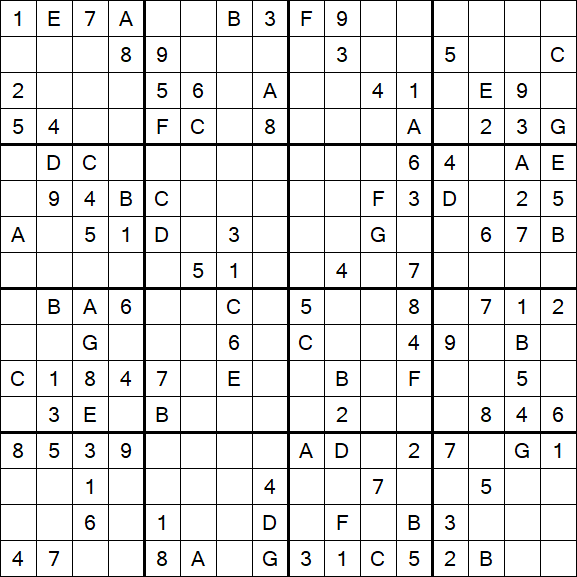 Sudoku 16x16 - Mittel