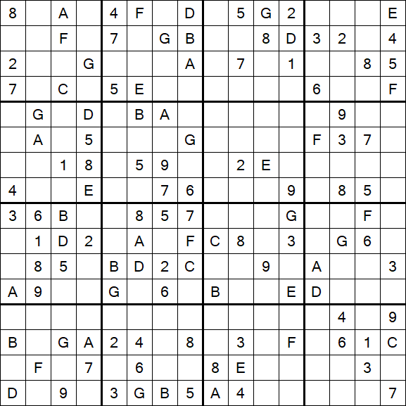 Sudoku 16x16 - Mittel
