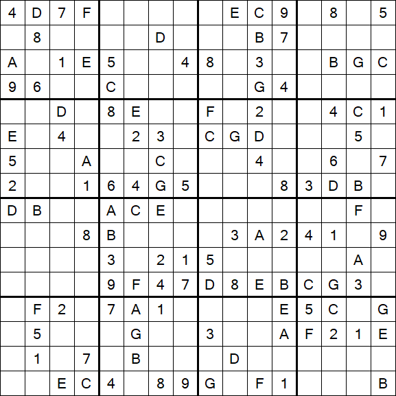 Sudoku 16x16 - Mittel