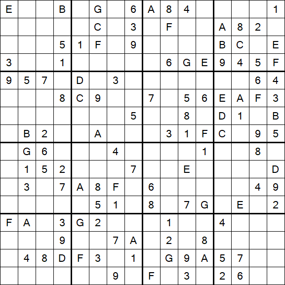 Sudoku 16x16 - Mittel