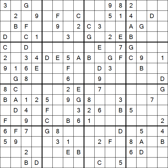 Sudoku 16x16 - Mittel