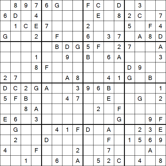 Sudoku 16x16 - Mittel