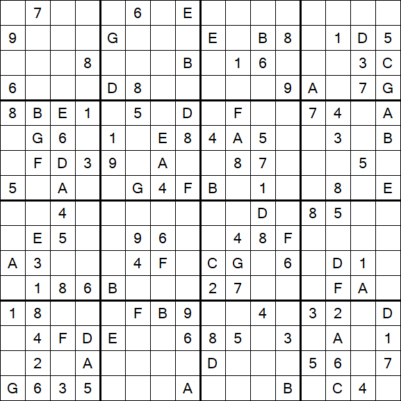 Sudoku 16x16 - Médio