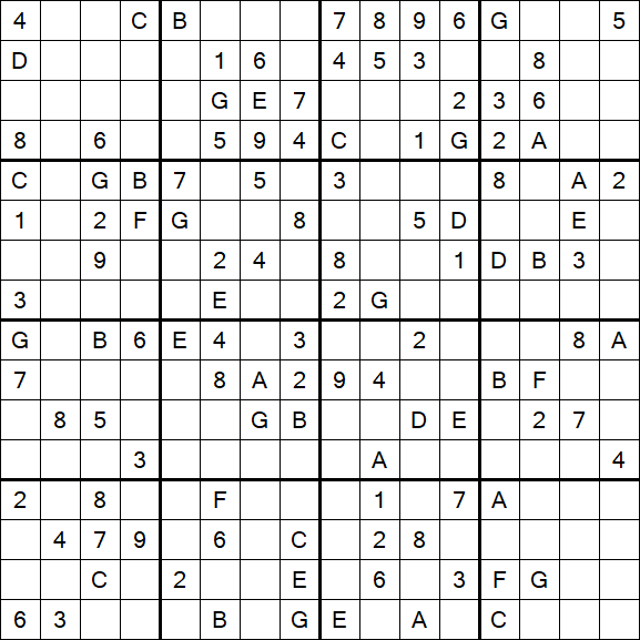 Sudoku 16x16 - Moyen