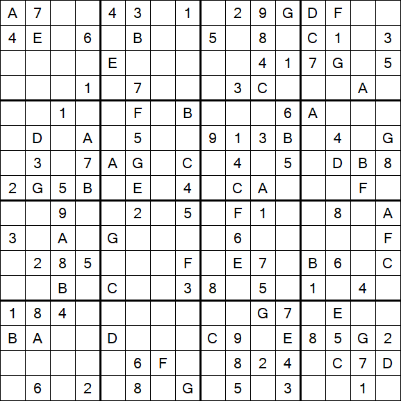 Sudoku 16x16 - Moyen