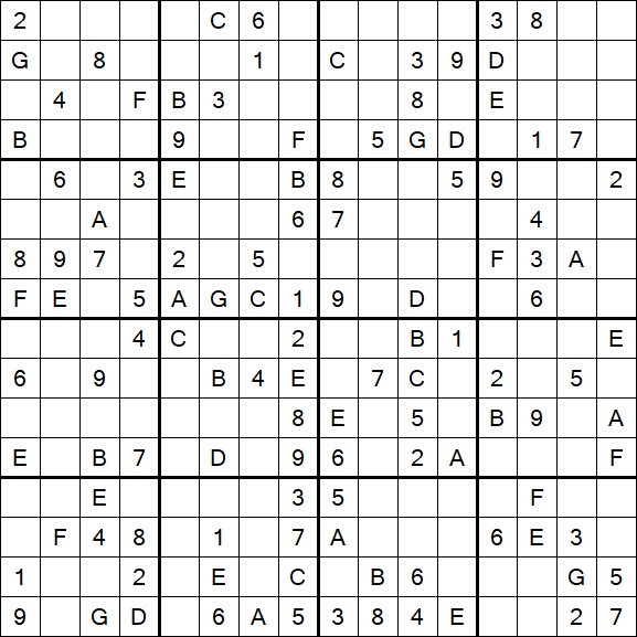 Sudoku 16x16 - Moyen
