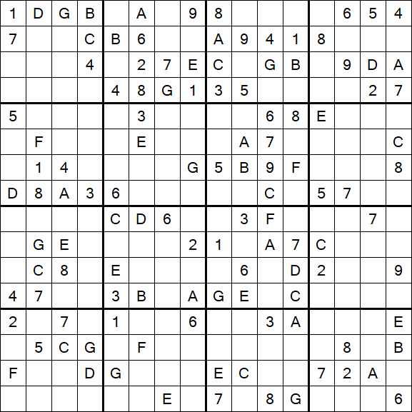 Sudoku 16x16 - Moyen