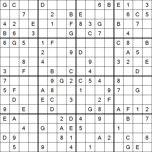 Sudoku 16x16 - Medium