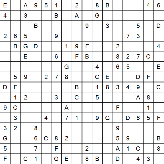 Sudoku 16x16 - Medium