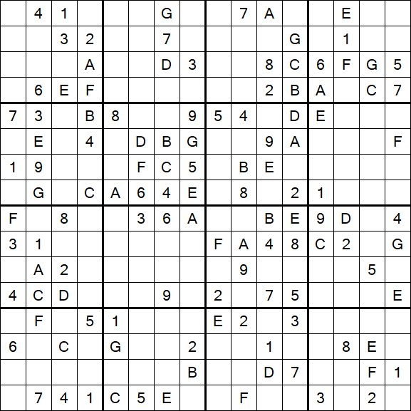 Sudoku 16x16 - Mittel
