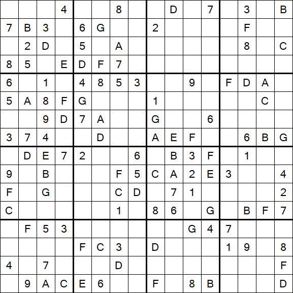 Sudoku 16x16 - Mittel