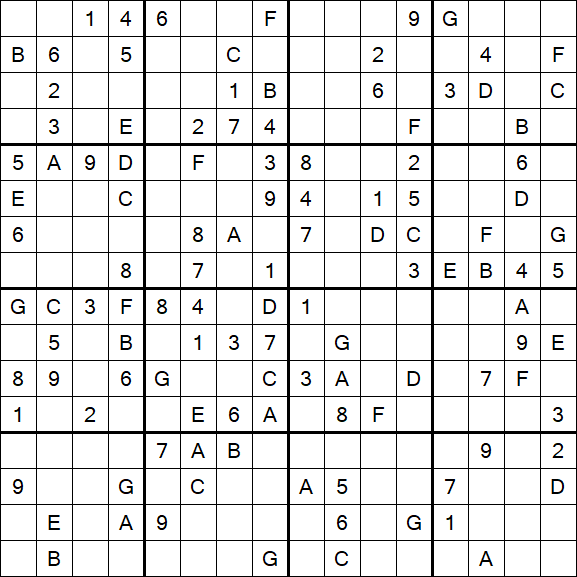 Sudoku 16x16 - Mittel