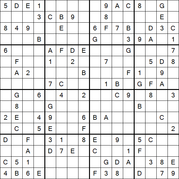 Sudoku 16x16 - Mittel