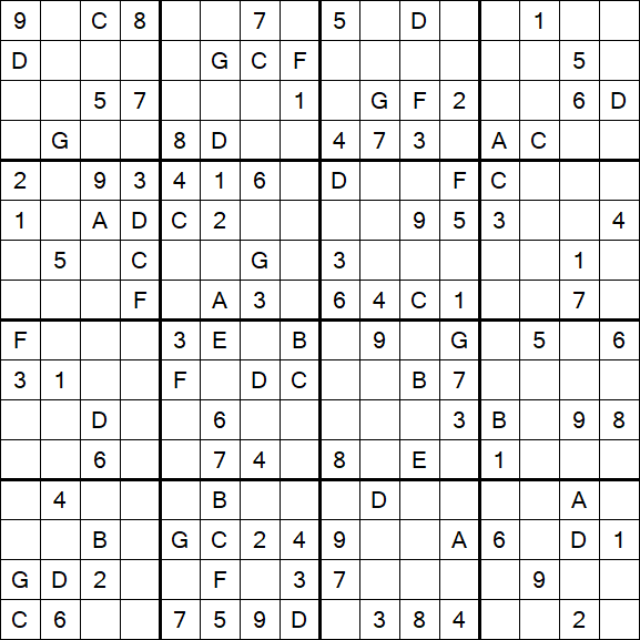 Sudoku 16x16 - Mittel