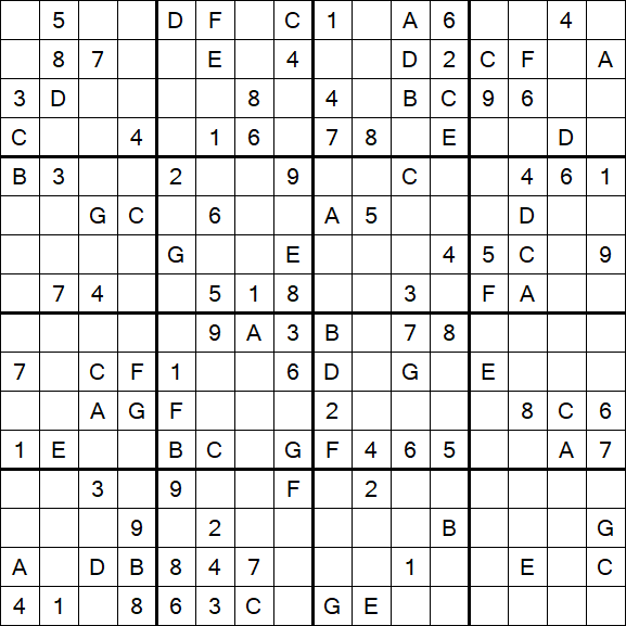 Sudoku 16x16 - Mittel