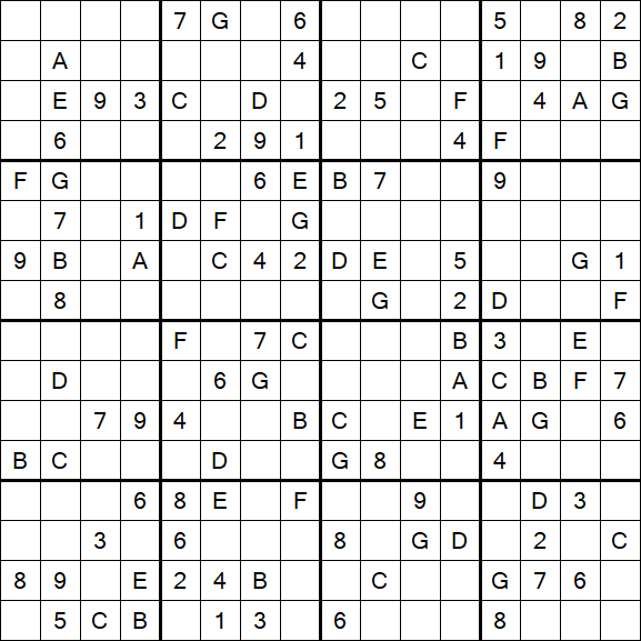 Sudoku 16x16 - Mittel
