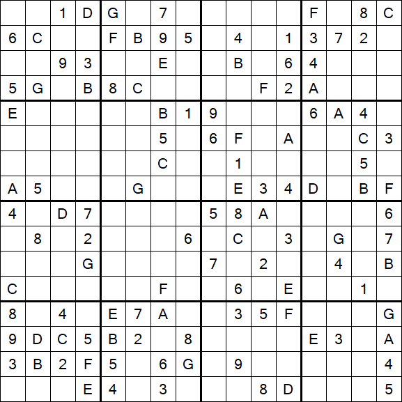 Sudoku 16x16 - Mittel