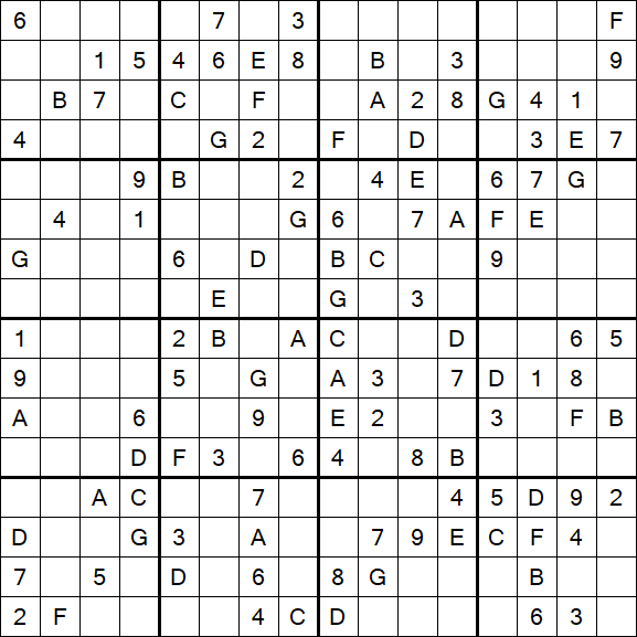 Sudoku 16x16 - Mittel