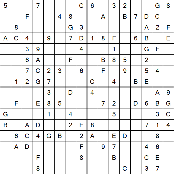 Sudoku 16x16 - Mittel
