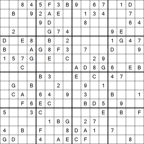 Sudoku 16x16 - Mittel